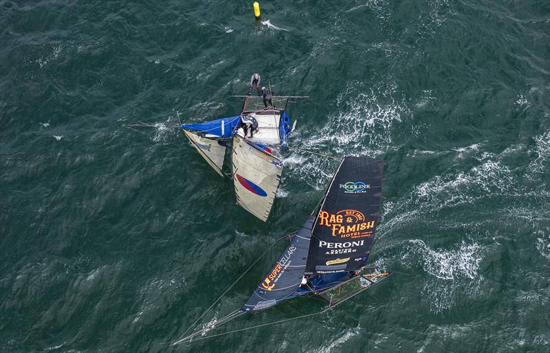 Capsize at Obelisk - 18ft Skiff Club Championship photo copyright SailMedia taken at Australian 18 Footers League and featuring the 18ft Skiff class