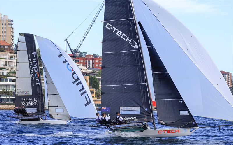 Winnings 2025 JJ Giltinan 18ft Skiff Championship Race 2: C-Tech and Finport Finance downwind - photo © SailMedia