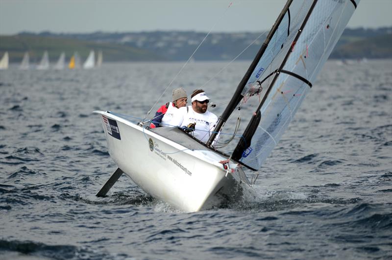 Sarah Everhart Skeels and Gerald Tiernan in the SKUD fleet racing on day 2 of the Cork County Council IFDS Worlds 2013 photo copyright Michael Mac Sweeney / Provision taken at Kinsale Yacht Club and featuring the SKUD 18 class