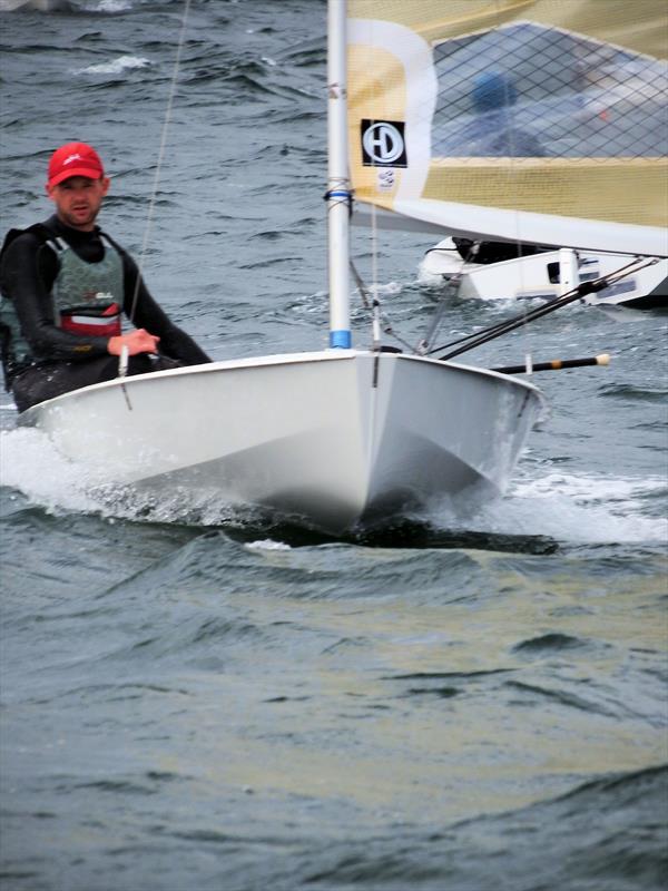 Andy Davis as he contemplates the first beat on day 4 of the Selden Solo Nationals at North Berwick photo copyright Will Loy taken at  and featuring the Solo class