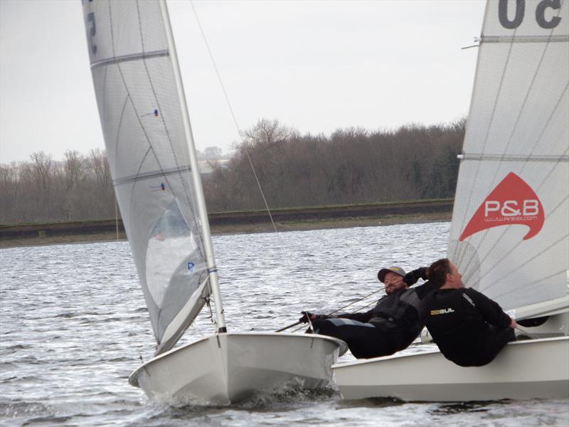 Tom Gillard nips in behind Vince Horey during the Noble Marine Winter Championship 2020 at King George SC - photo © Will Loy