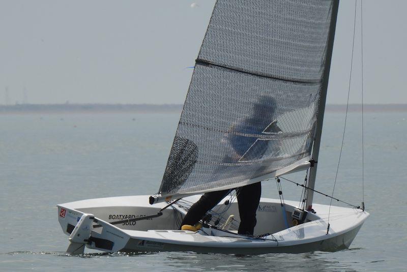 Paul Davis in 4 knots of breeze on day 1 of the Solo class Nigel Pusinelli Trophy at Lymington Town - photo © Will Loy