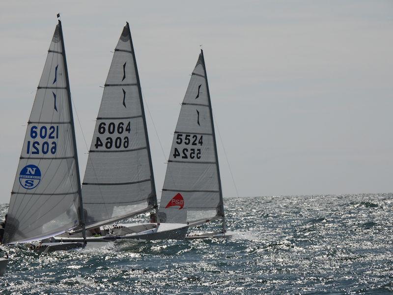 Cumbley, Morgan and Flower duel in race 7 on day 4 of the Selden Solo Nationals at Hayling Island - photo © Will Loy