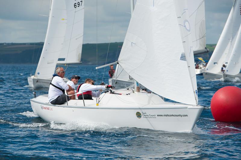 New Zealand's David Barnes, Rick Dodson & Andrew May rounding the wing mark during race 1 on day 2 of the Cork County Council IFDS Worlds 2013 - photo © Robert Bateman