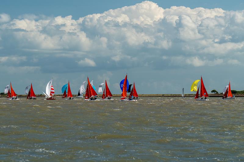 Squibs were the largest fleet during the second day of Burnham Week 2024 photo copyright Petru Balau Sports Photography / sports.hub47.com taken at Royal Corinthian Yacht Club and featuring the Squib class