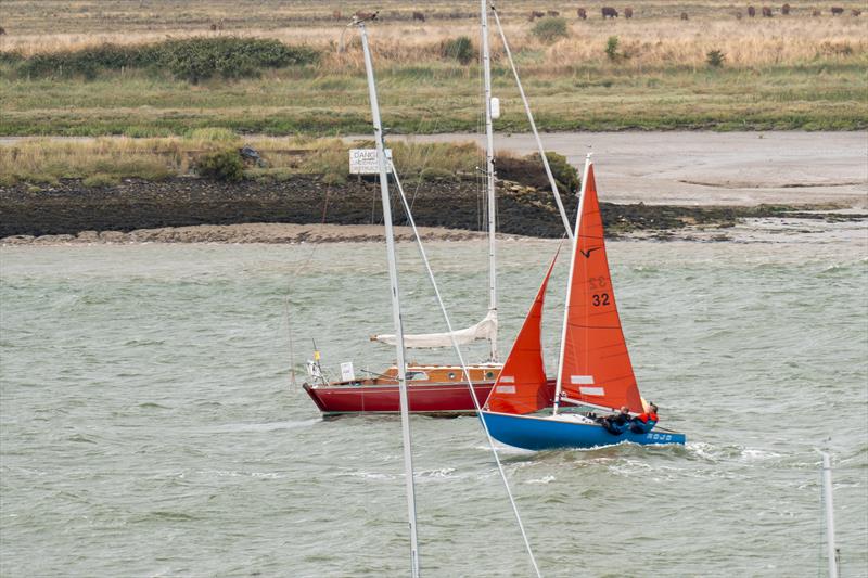 Rojo 32, helmed by Nick Bacon and crewed by Richard Tucker won the 8th day race for the Squibs during Burnham Week 2024 photo copyright Petru Balau Sports Photography / sports.hub47.com taken at Royal Corinthian Yacht Club, Burnham and featuring the Squib class