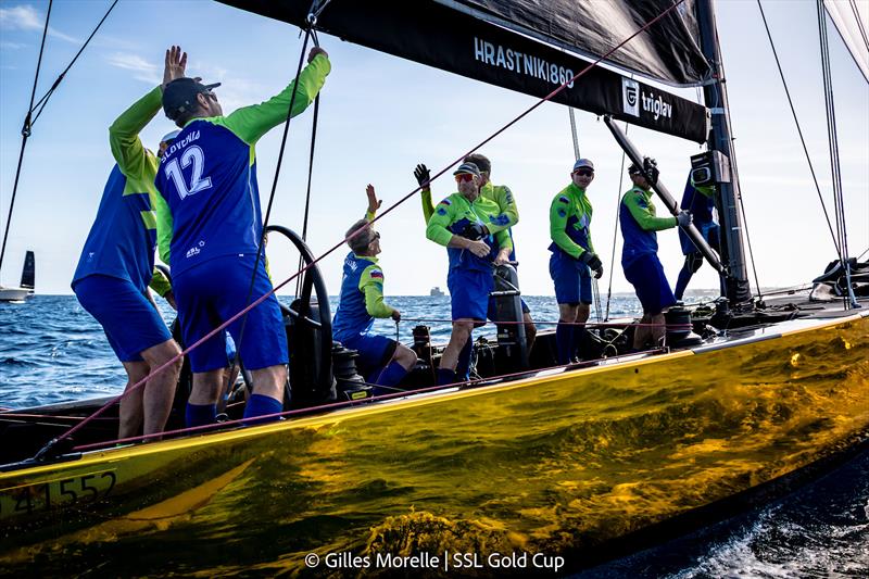 SSL Gold Cup 1/8 Finals Fleet 4, Race 3 - SSL Team Slovenia celebrate - photo © Gilles Morelle / SSL Gold Cup