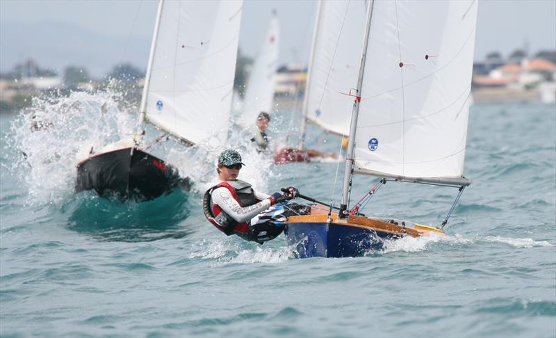 George Anyon working his way through large swells at the 2011 Napier National Championships. - photo © Napier Sailing Club