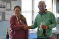 Pete Coop collects first prize from Zoe Gooden at the Winsford Flash Streaker Open &copy; Jonathan Latham