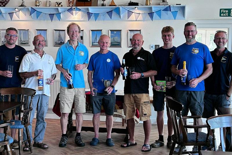 Prize-winners at the Up River Streaker Open (L-R) Ben, Ian B, Neil, Ian G, Dave, Jack, Tim, Rob (Commodore) - photo © Helen Rees