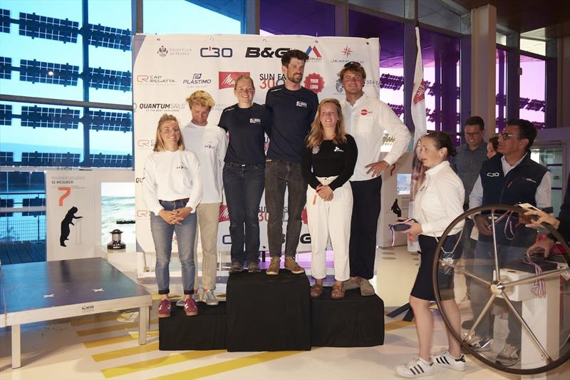 Offshore Double Handed World Championship - Agglomeration Final podium photo copyright Anne Beaugé / LGL taken at  and featuring the Sun Fast 30 class