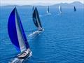 SØRVIND by Giorgio Armani in the foreground with the rest of the fleet heading towards Soffi island &copy; YCCS / Studio Borlenghi