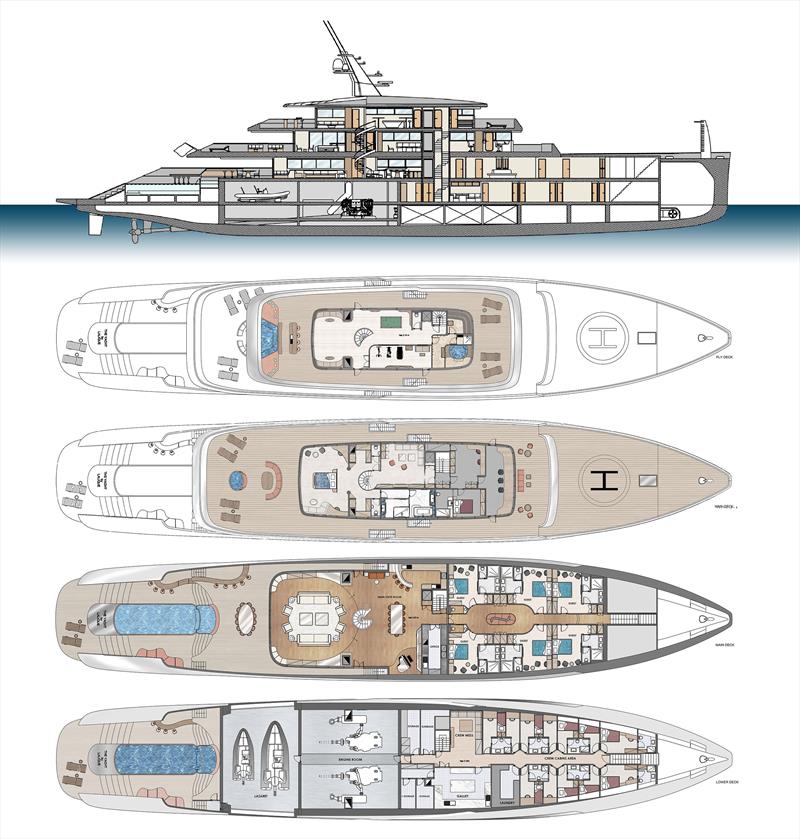 General Arrangement for Le Yacht by Lalique - photo © Philippe Renaudeau & Nicola Borella