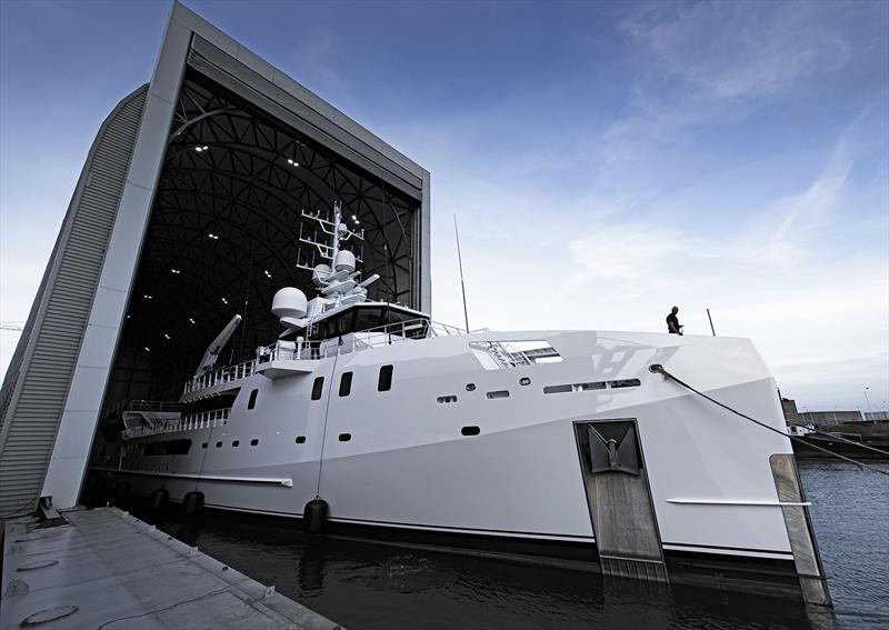 The relaunch, and her yacht qualities are evident in the paint job. - photo © Damen Yachting