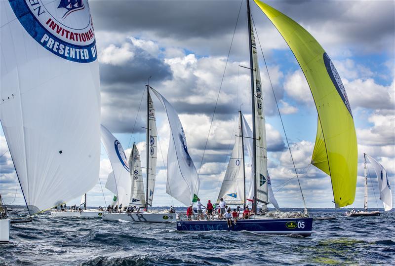 Royal Canadian YC (CAN) sailing with the yellow spinnaker as provisional leader during the final day of the New York Yacht Club Invitational Cup presented by Rolex photo copyright Daniel Forster / Rolex taken at New York Yacht Club and featuring the Swan 42 class