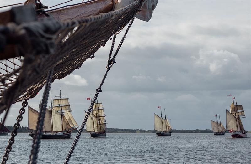 Topsail schooner Maja, barquentine LOA, schooner Boavista, schooner Anna, and topsail schooner Lilla Dan filled their sails with wind, hurrying for the finish line - Limfjorden Rundt Regattas photo copyright Edgar Wroblewski taken at  and featuring the Tall Ships class