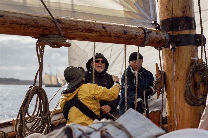 Anders Haapala, Dennis Solberg and Janne Magnarsson maning the fore mast station - Limfjorden Rundt Regattas photo copyright Edgar Wroblewski taken at  and featuring the Tall Ships class