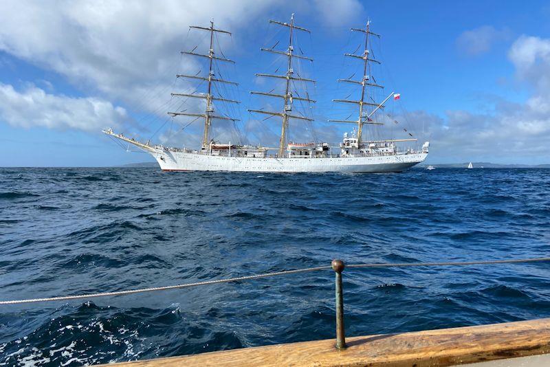 Tall ship Dar Mlodziezy spotted in Falmouth photo copyright Corin Nelson-Smith taken at  and featuring the Tall Ships class