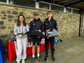 Topper National Series 5 at Derwent Reservoir: Holly Norton (Sailingfast and Rooster Team Rider), Harry Mills and Tom Semmens © James Harle