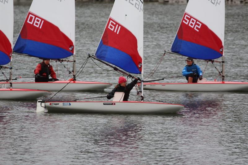 Downwind in tricky conditions during Midlands Topper Traveller Round 3 at Trimpley photo copyright Steven Angell taken at Trimpley Sailing Club and featuring the Topper class