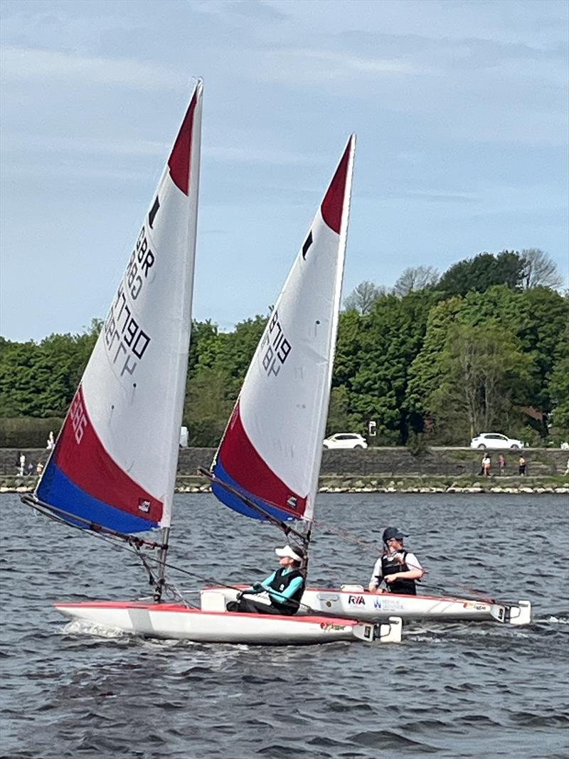 Toppers leading at Hollingworth Lake photo copyright Rhiann Bramwell taken at Hollingworth Lake Sailing Club and featuring the Topper class