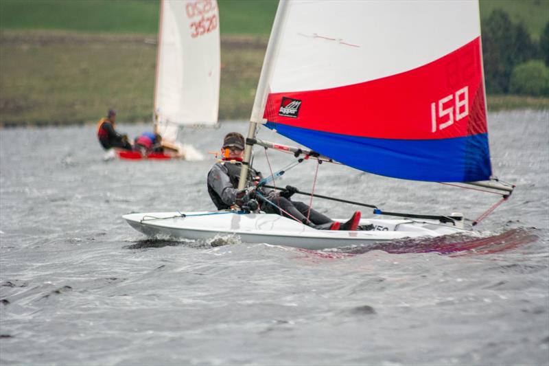 1st Junior Nayth Twiggs in his Topper during the Border Counties Midweek Sailing Series at Llyn Brenig photo copyright Pete Chambers taken at Llyn Brenig Sailing Club and featuring the Topper class