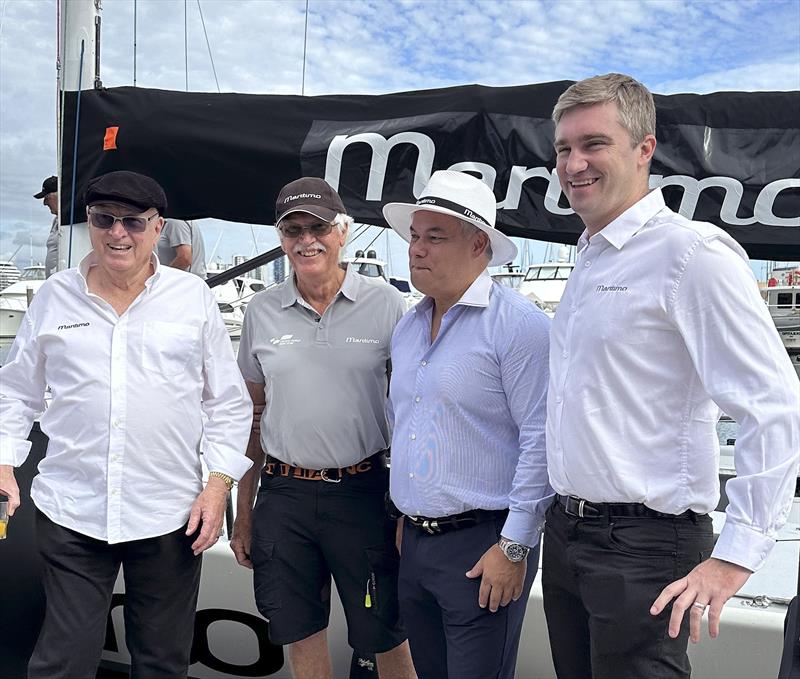 BillBarry-Cotter, Kendal Barry-Cotter, Gold Coast Mayor TomTate, and Tom Barry-Cotter launch the new Maritimo 11 - photo © Maritimo