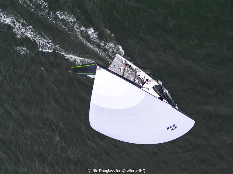Hooligan scooting with Katie Spithill on the helm - photo © Nic Douglass for @sailorgirlhq