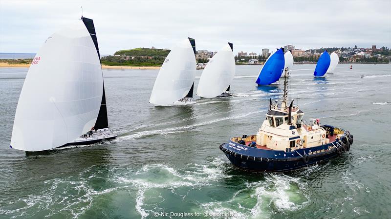 Matador leads last season over a tug boat - photo © Nic Douglass for @sailorgirlhq