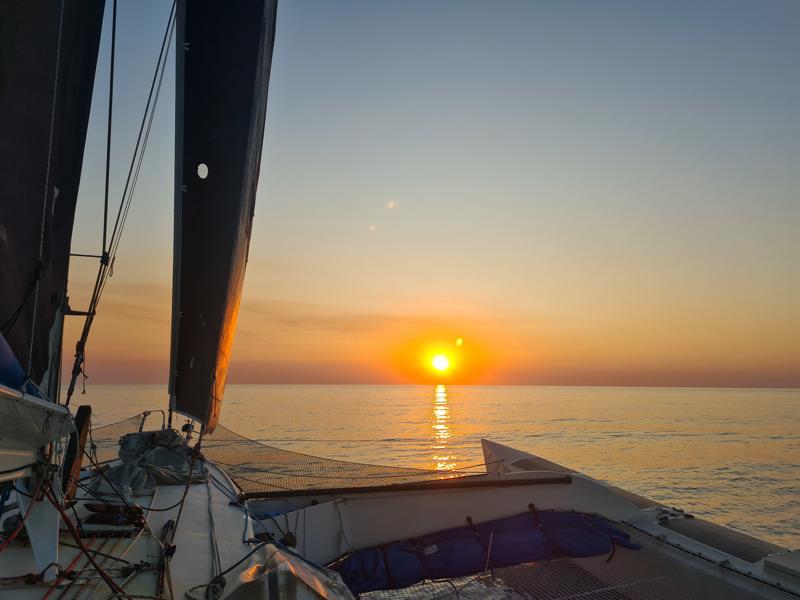 Sunset Beagle Gulf, first evening out from Darwin photo copyright Guy Chester taken at Ocean Cruising Club and featuring the Trimaran class