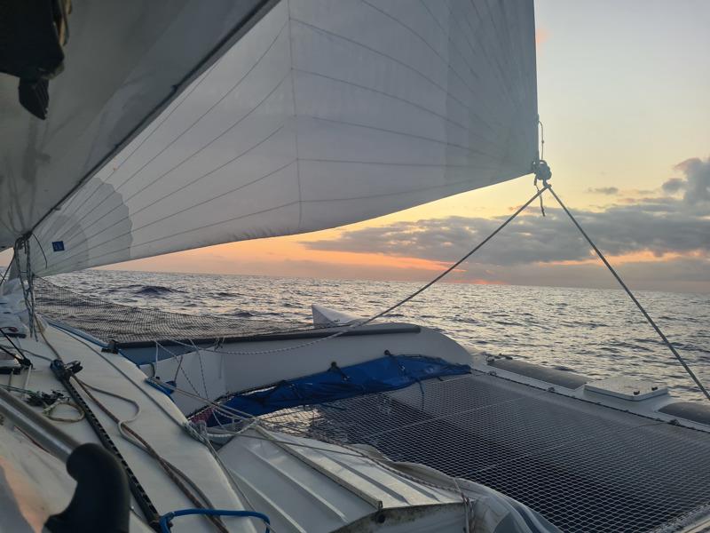 Sunset Timor Sea on the way to Cocos Keeling - photo © Guy Chester