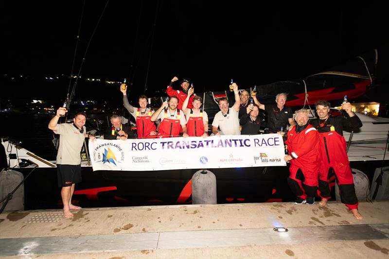 Tschüss 2 celebrate dockside after completing the RORC Transatlantic Race - photo © Arthur Daniel / RORC