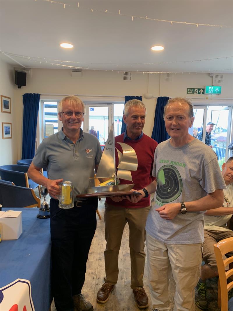 Ian Simpson and Dave Bardwell with WYC Commodore David Figgis, on presentation of the trophy during the Wanderer Open at Whitstable - photo © Elizabeth Doggart