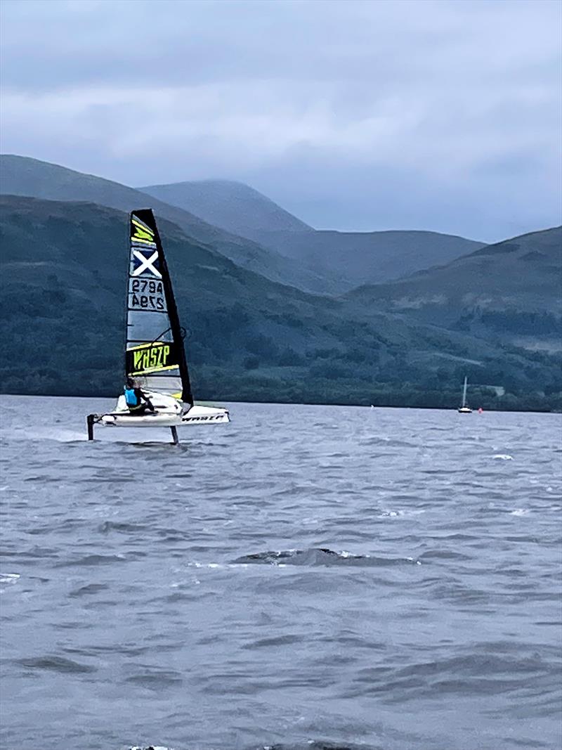 Stevie Forteith during the WASZP Scottish Championship at Loch Lomond photo copyright Duncan & Emma Hepplewhite taken at Loch Lomond Sailing Club and featuring the WASZP class