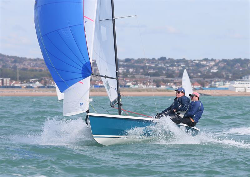 Wayfarer Nationals at Shoreham - Ian Foxwell and Sam Pygall downwind - photo © Warwick Baker / www.warwickpics.com