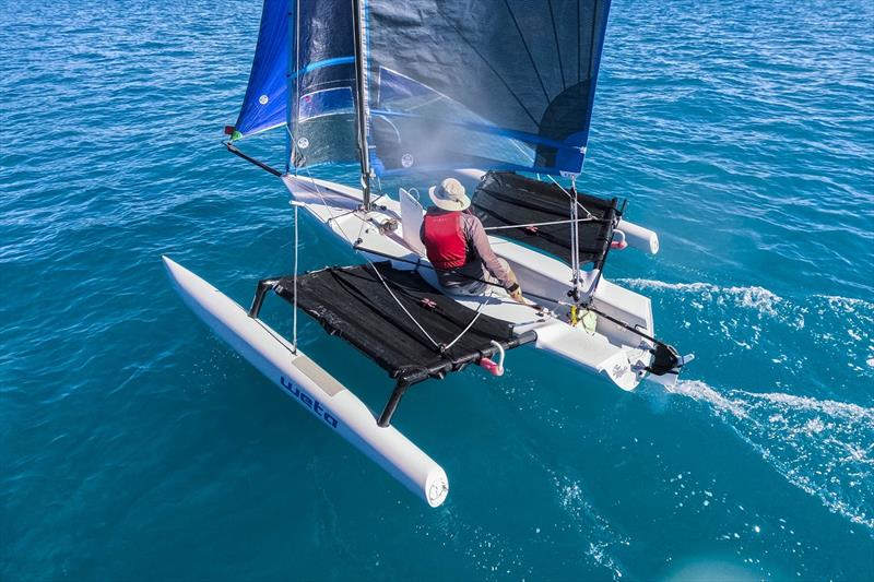 A Weta moment with Warren Myles and Sea Myles - 2024 Ocean Dynamics and Mount Gay Airlie Beach Race Week photo copyright Andrea Francolini / ABRW taken at Whitsunday Sailing Club and featuring the Weta class