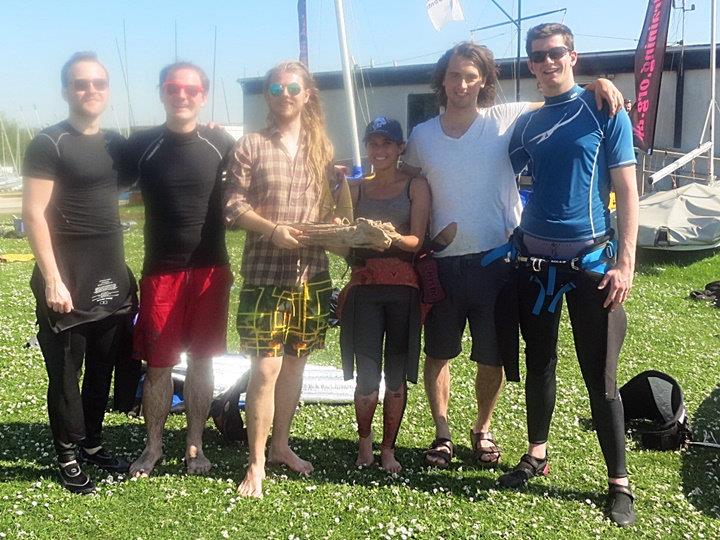 Oxford with their trophy after winning the Windsurfing Varsity Match photo copyright Anthony Butler taken at Oxford Sailing Club and featuring the Windsurfing class