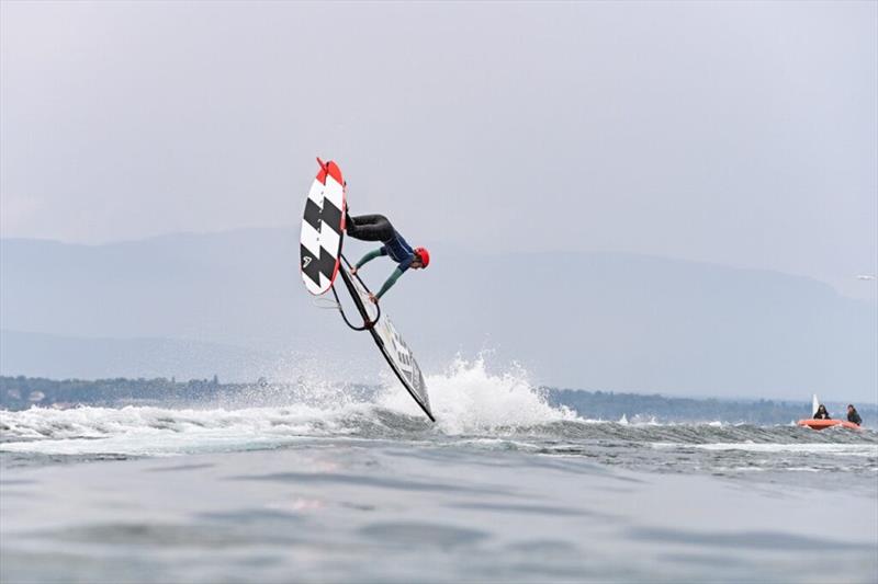 Fully inverted - Maaike Huvermann - 2024 Freestyle Pro Tour Geneva photo copyright PROtography Official taken at  and featuring the Windsurfing class