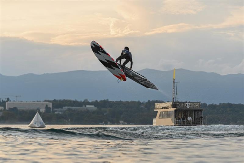 Jamie Howard soaring high - 2024 Freestyle Pro Tour Geneva photo copyright PROtography Official taken at  and featuring the Windsurfing class