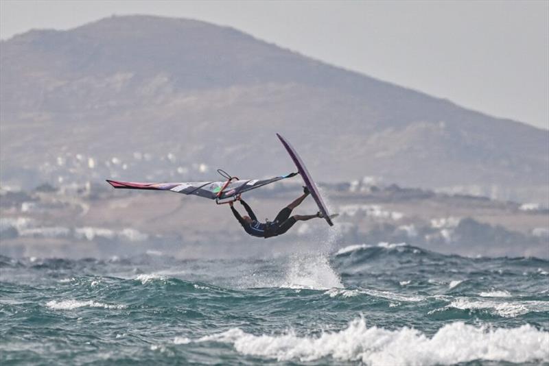 Yentel Caers was flying high today - 2024 FPT Naxos photo copyright PROtography Official taken at  and featuring the Windsurfing class