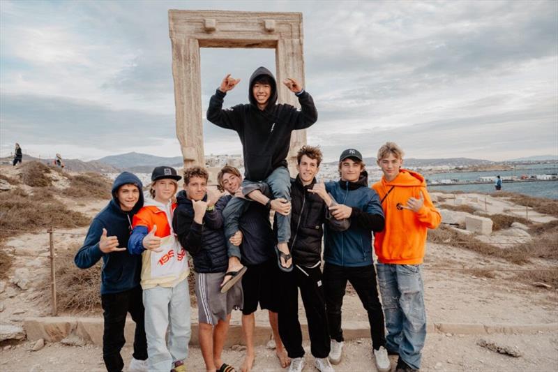 All the Juniors in front of the iconic Naxos landmark - 2024 FPT Naxos photo copyright PROtography Official taken at  and featuring the Windsurfing class