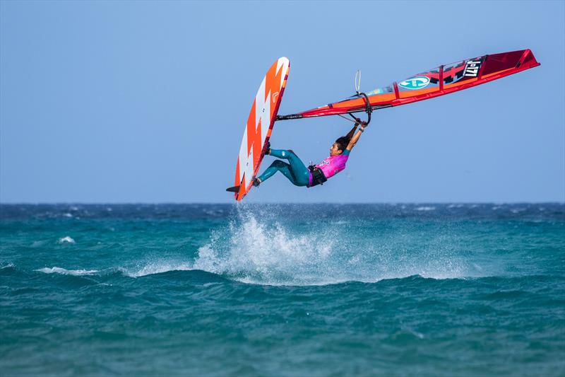 Takumi Moriya makes the top three for the first time on Day 6 of the Fuerteventura PWA Grand Slam - photo © Tom Brendt