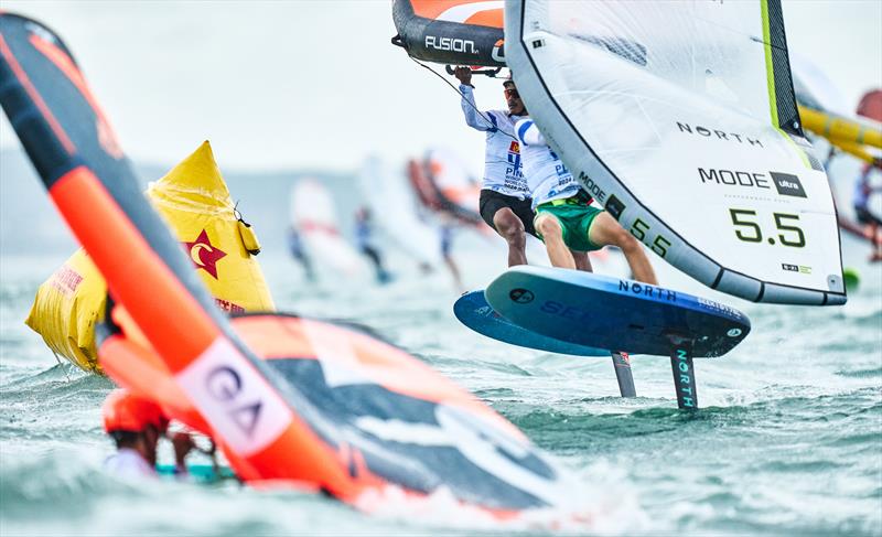 High traffic race course with 113 riders - 2024 WingFoil Racing World Cup China, Day 1 - photo © IWSA media / Robert Hajduk