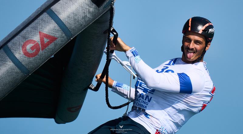 Romain Ghio happy to get through the day with some good scores - 2024 WingFoil Racing World Cup China, Day 2 - photo © IWSA media / Robert Hajduk