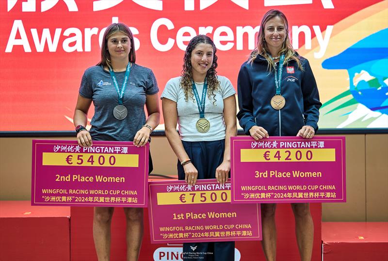 Women's Podium - 2024 WingFoil Racing World Cup China Day 5 photo copyright IWSA media / Robert Hajduk taken at  and featuring the Wing Foil class